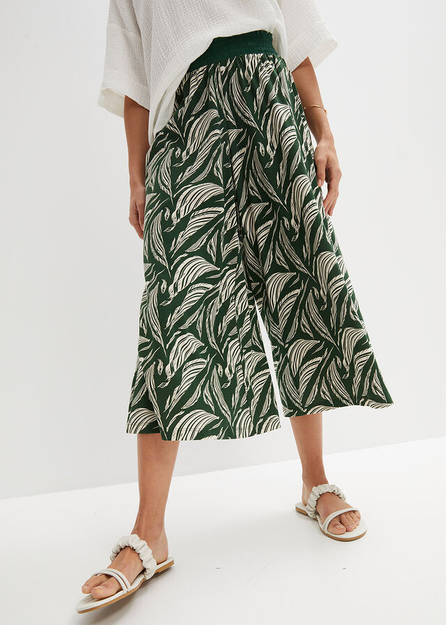 Szerokie spodnie z dżerseju z mieszanki bawełny i wiskozy - Bonprix