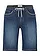 Bermuda slim en jean, taille mi-haute, Couleur: bleu foncé denim used
