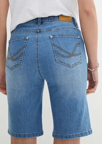 Bermuda slim en jean, taille mi-haute • bleu moyen denim used • Boutique bonprix