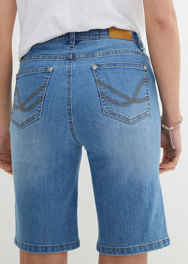 Bermuda slim en jean, taille mi-haute • bleu moyen denim used • product-page.page-title-suffix