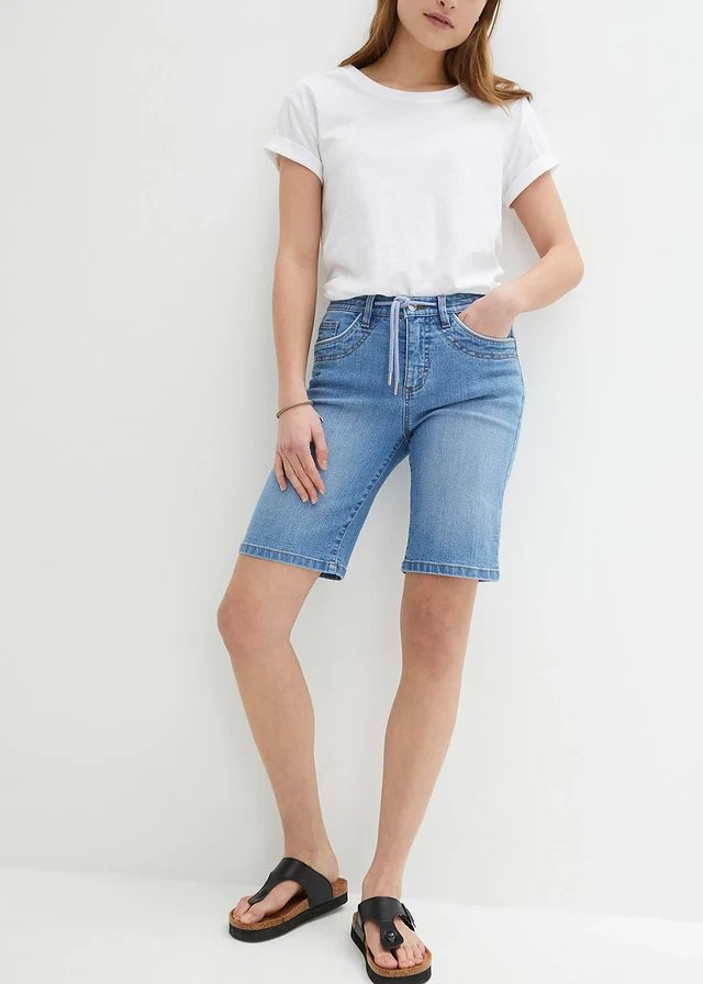 Bermuda slim en jean, taille mi-haute • bleu moyen denim used • product-page.page-title-suffix