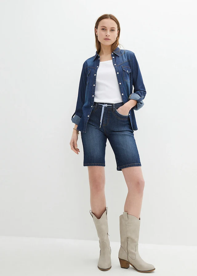 Bermuda slim en jean, taille mi-haute • bleu foncé denim used • product-page.page-title-suffix