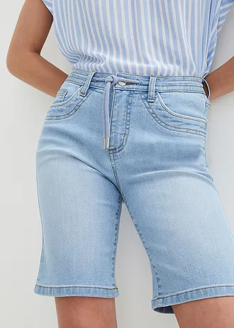 Bermuda slim en jean, taille mi-haute • denim bleu glacier used • Boutique bonprix