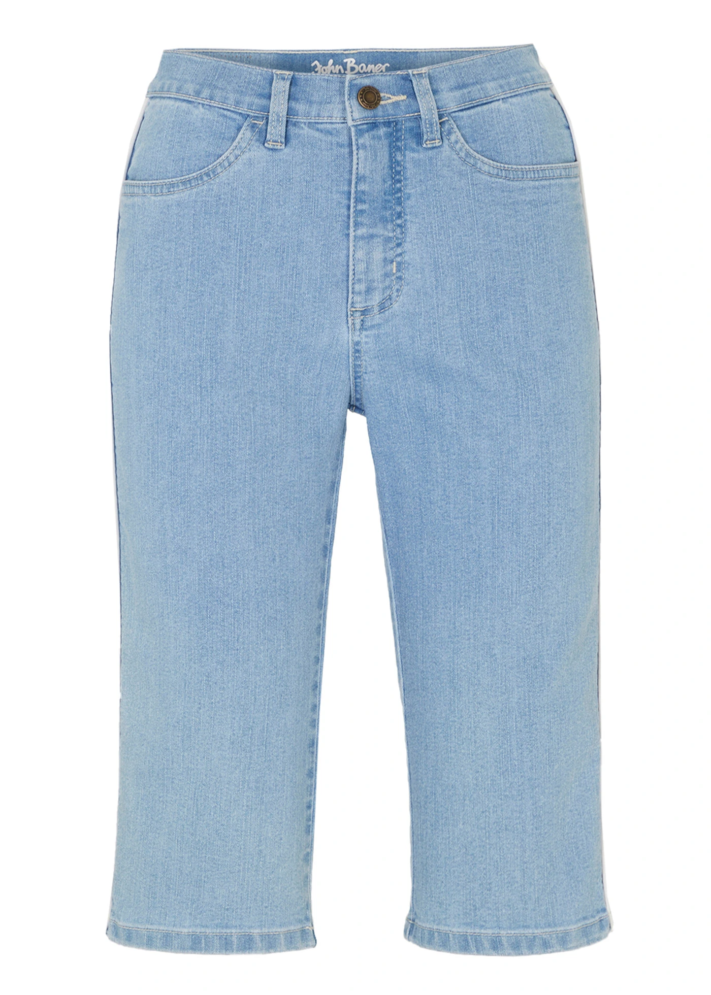 Džínové bermudy Slim Fit, High Waist, ke kolenům • ledově modrý denim used • bonprix obchod