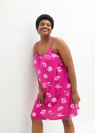 Jersey jurk van biologisch katoen, Kleur: fuchsiapink