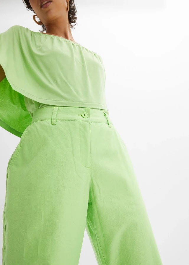 Pantalon tissé en lin et coton • vert céleri • product-page.page-title-suffix