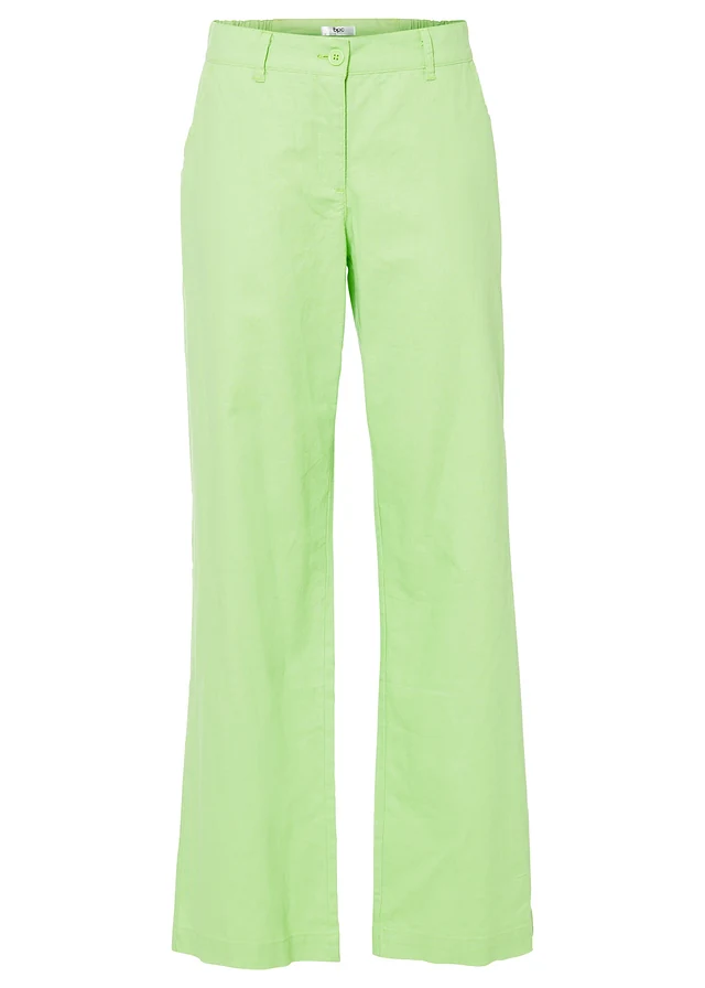 Pantalon tissé en lin et coton