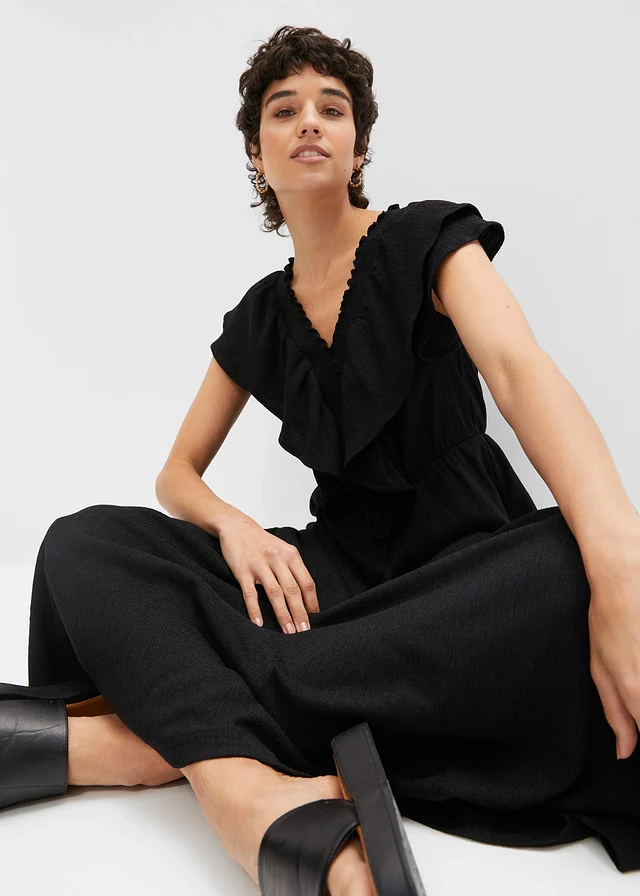 Maxi jurk met volant • zwart • product-page.page-title-suffix