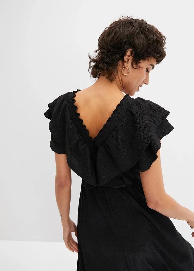 Maxi jurk met volant • zwart • product-page.page-title-suffix