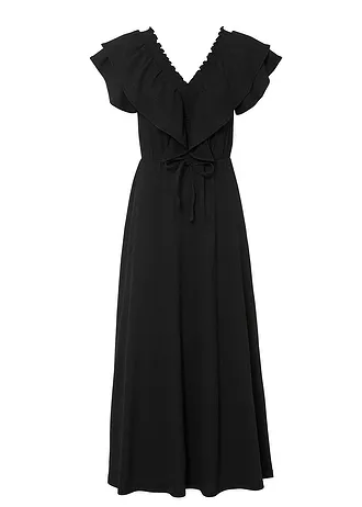 Robe longue à volants • noir • Boutique bonprix