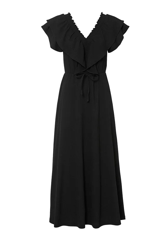 Robe longue à volants • noir • Boutique bonprix