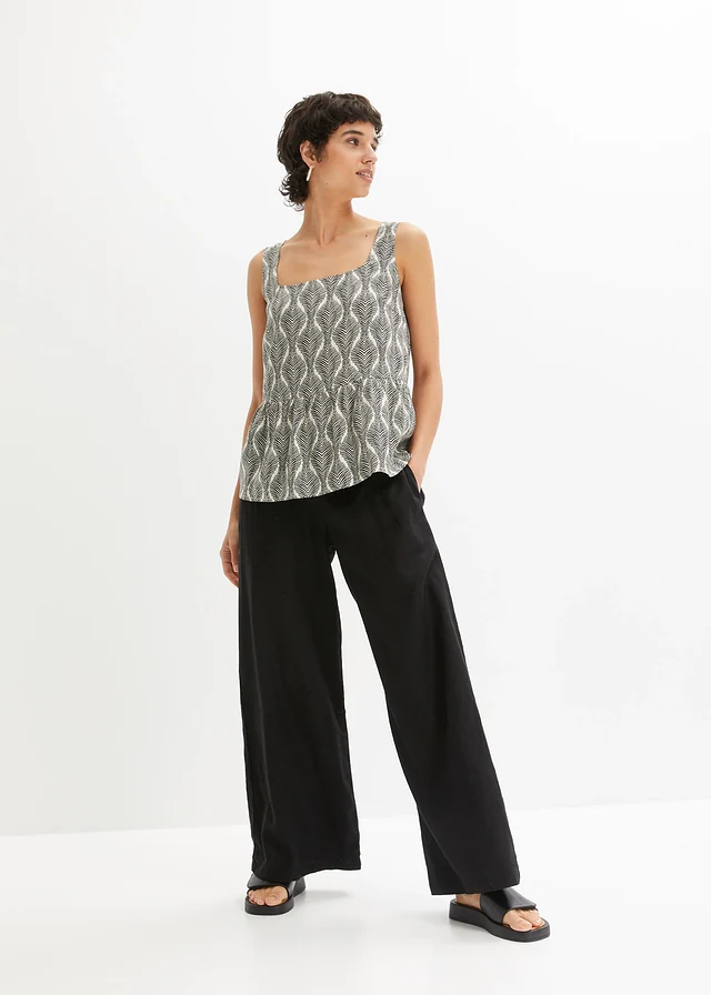 Pantaloni marlene din material vaporos cu in • negru • magazin bonprix