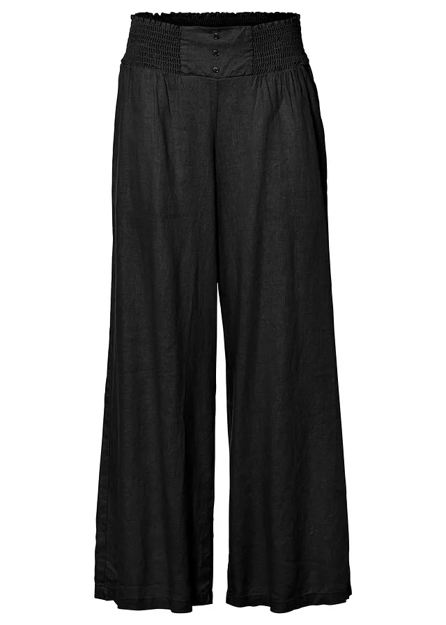 Pantalon large et léger à pinces en lin mélangé