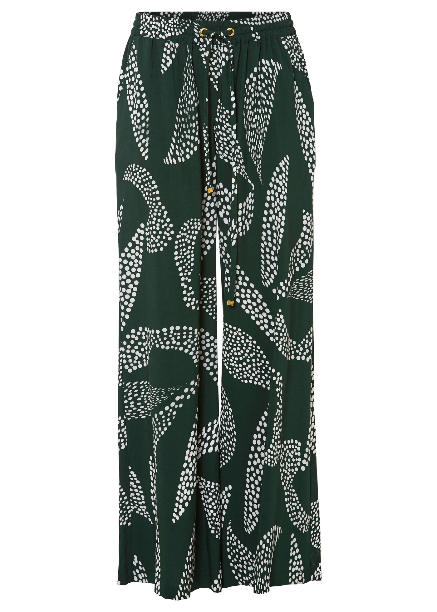 Pantalon large en viscose • vert foncé-écru imprimé • Boutique bonprix