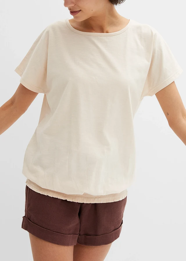 Shirt van effectgaren met gesmokte boord • sandbeige • product-page.page-title-suffix