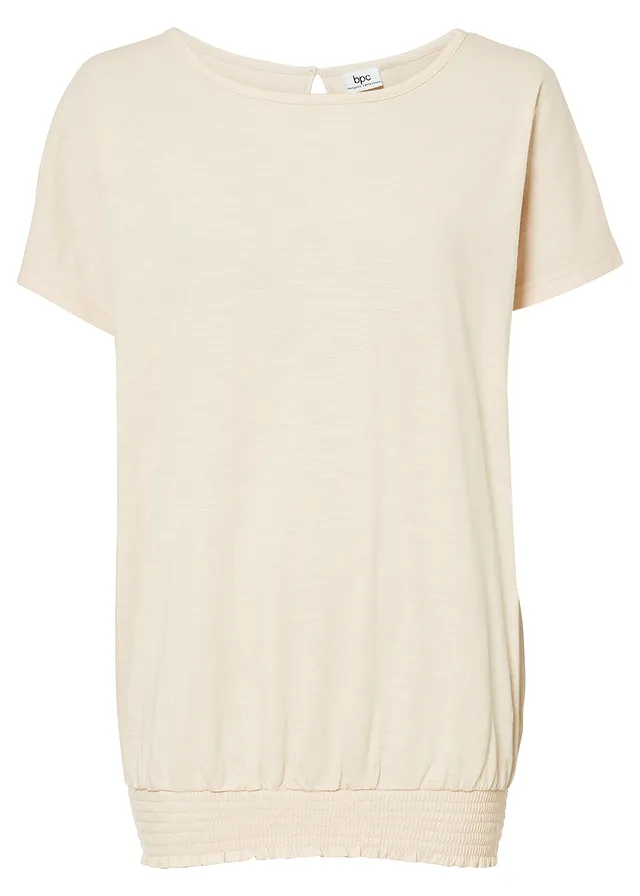 Shirt van effectgaren met gesmokte boord