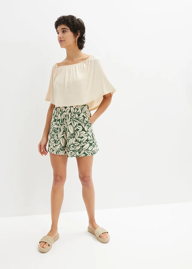 Jersey short van een elastische katoenmix, Kleur: donkergroen