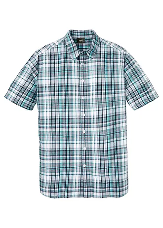 Košile s krátkým rukávem z krepového materiálu z čisté bavlny • bílo-tichomořská modrá kostka • bonprix obchod