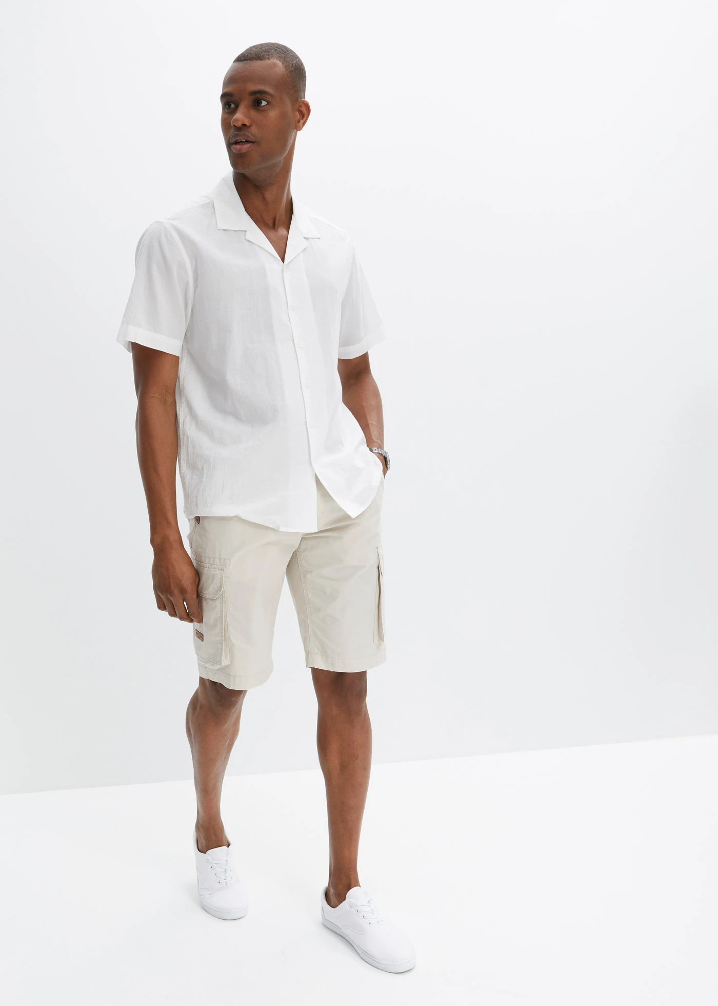 Cargo bermudy s pružným pasem a páskem, Regular Fit • tmelová • bonprix obchod