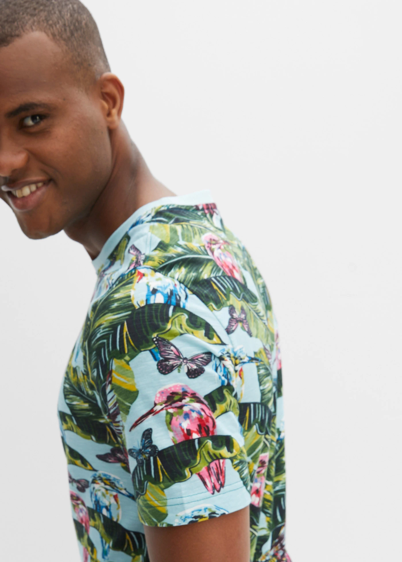 T-shirt 100% coton • bleu lagon floral • Boutique bonprix