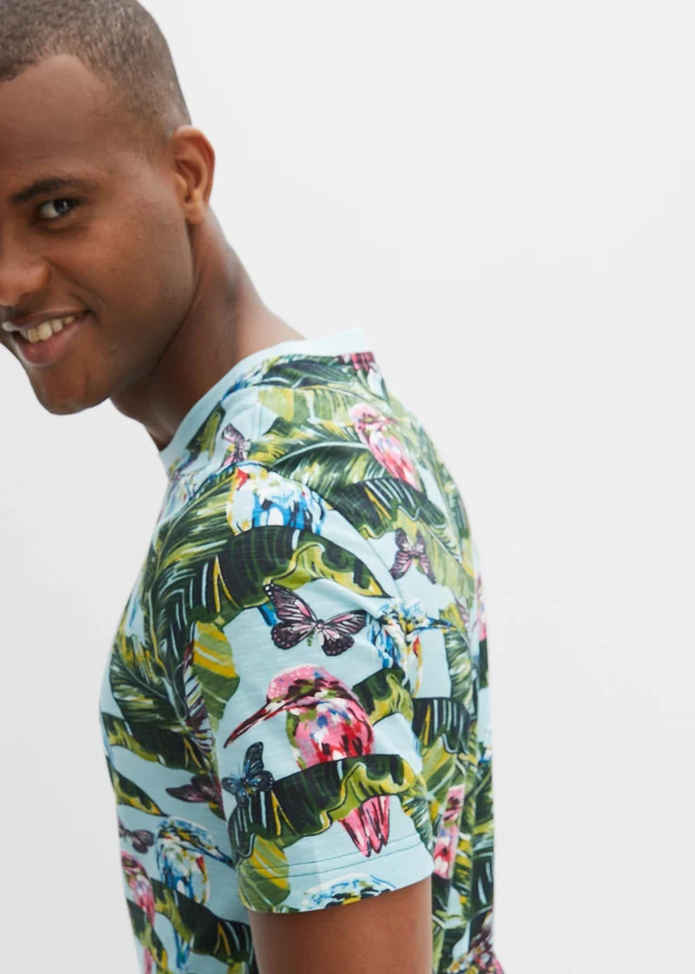 T-shirt 100% coton • bleu lagon floral • product-page.page-title-suffix
