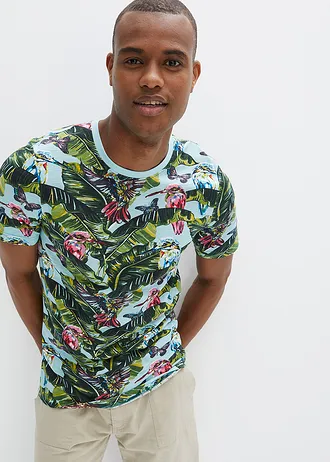 T-shirt 100% coton • bleu lagon floral • Boutique bonprix