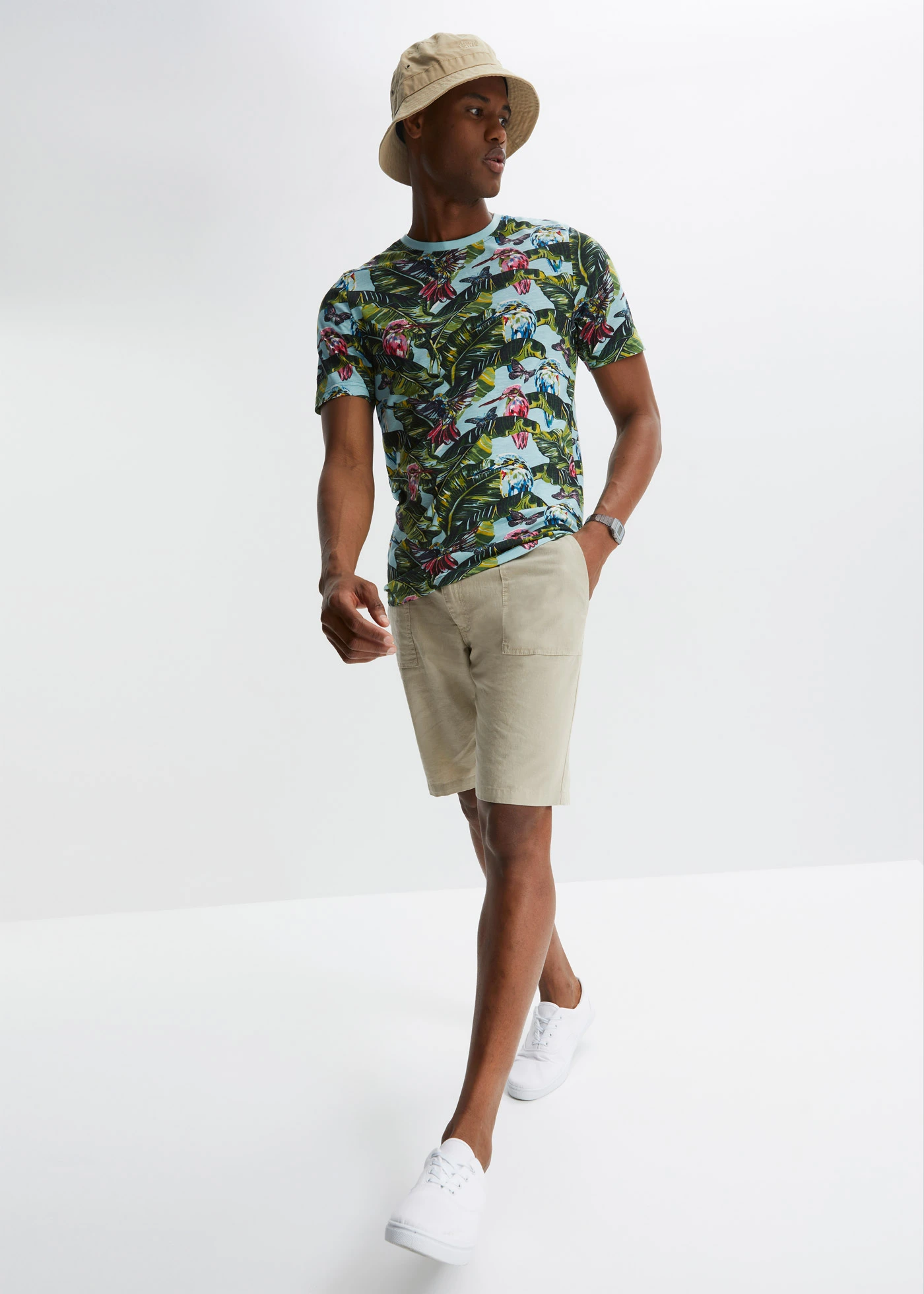 T-shirt 100% coton • bleu lagon floral • Boutique bonprix