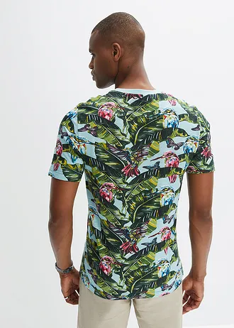 T-shirt 100% coton • bleu lagon floral • Boutique bonprix