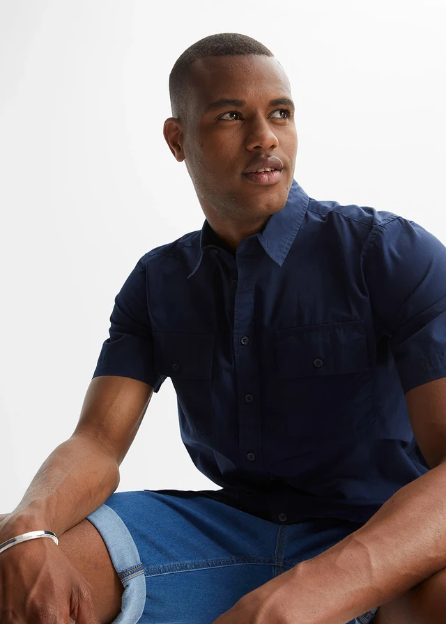 Chemise manches courtes 100 % coton • bleu foncé • product-page.page-title-suffix