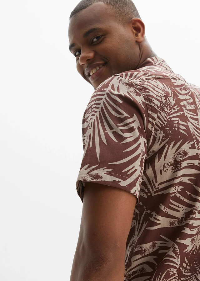 Chemise manches courtes 100% coton • acajou foncé imprimé • product-page.page-title-suffix