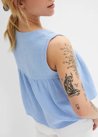 Blúz fazonú muszlin top • gyöngykék • bonprix áruház