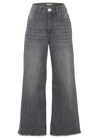 Comfort stretch 7/8 jeans, wide fit, Kleur: grijs denim