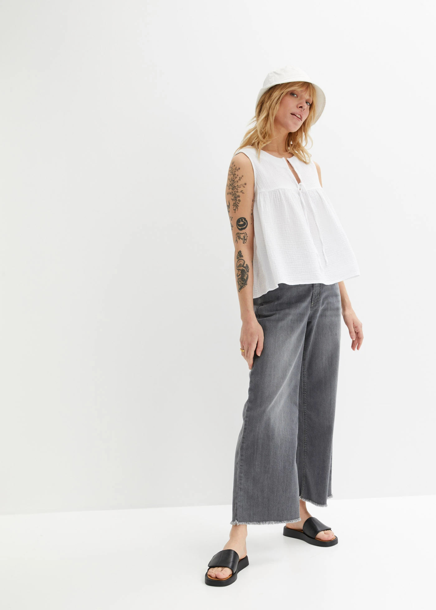 Blúz fazonú muszlin top • fehér • bonprix áruház