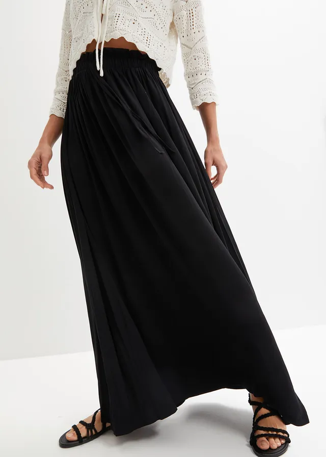 Jupe en jersey de viscose, Couleur: noir