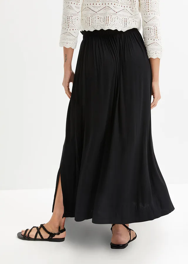Jersey rok van viscose, Kleur: zwart