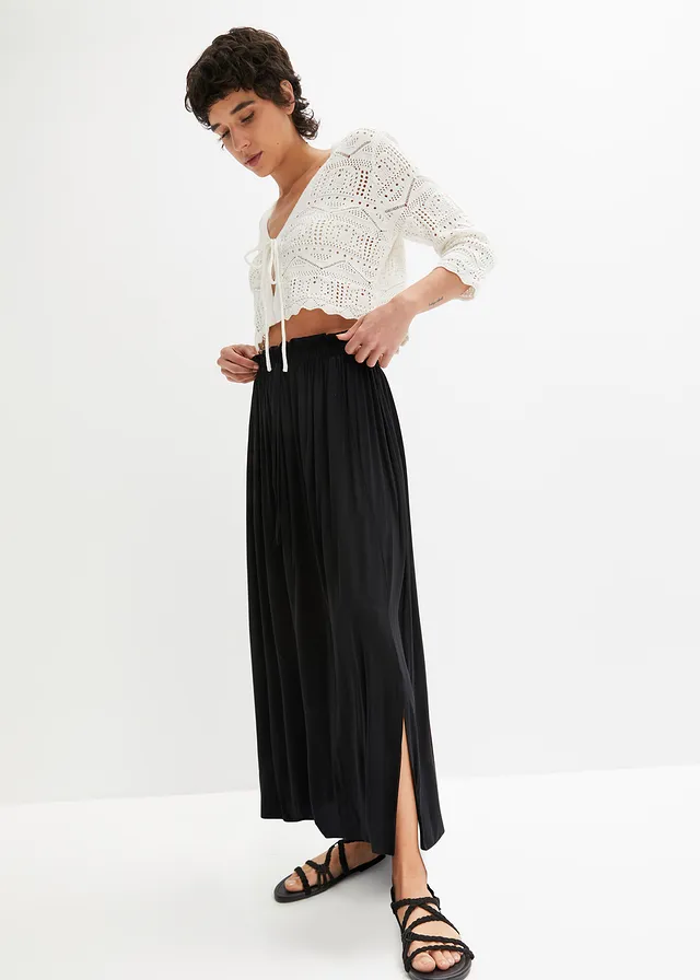 Jupe en jersey de viscose, Couleur: noir