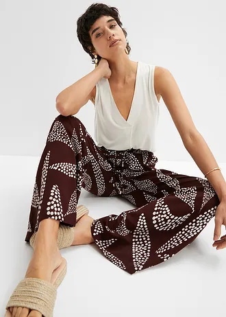 Marlene Dietrich broek van soepele viscose • terrabruin/wolwit gedessineerd • bonprix online shop