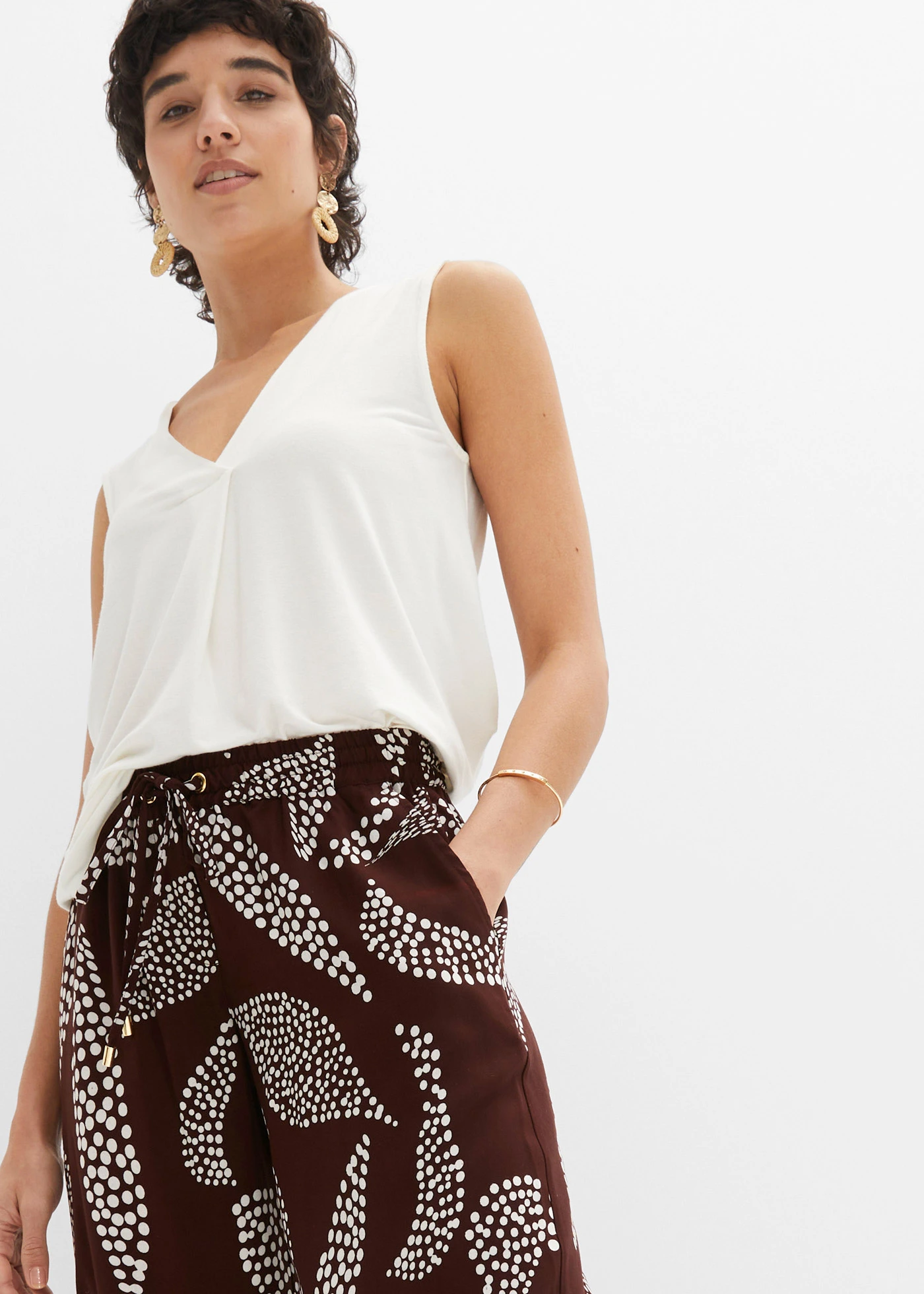 Marlene Dietrich broek van soepele viscose • terrabruin/wolwit gedessineerd • bonprix online shop