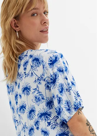 Mini šaty z viskózy • biela/azúrovo modrá/perlovo modrá • obchod bonprix