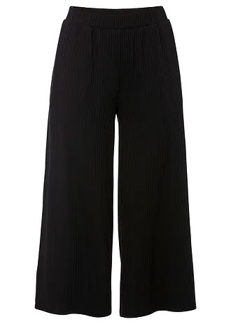 Geribde jersey broek met comfortabele tailleband