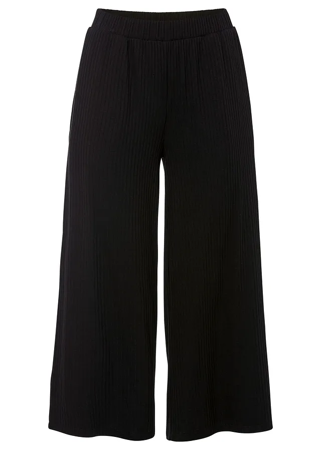 Geribde jersey culotte met comfortabele tailleband • zwart • bonprix online shop
