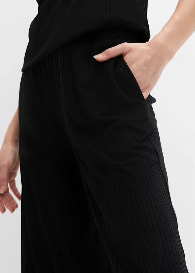 Pantalon en jersey côtelé à taille élastiquée • noir • product-page.page-title-suffix