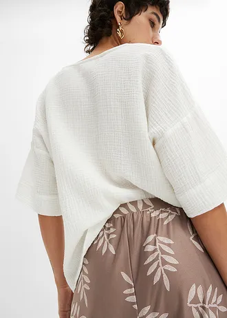 Palazzo kalhoty • hnědošedo-přírodní bílá s potiskem • bonprix obchod