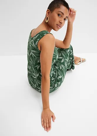 Robe longue en viscose fluide • vert foncé-écru imprimé • Boutique bonprix