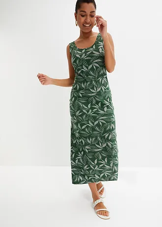 Robe longue en viscose fluide • vert foncé-écru imprimé • Boutique bonprix