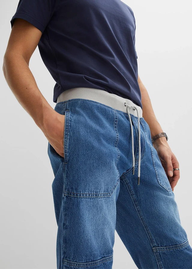 Bermuda long et léger en jean taille extensible, loose • bleu stone • product-page.page-title-suffix