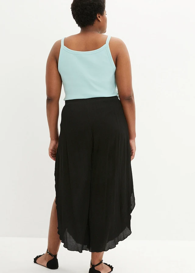 Pantalon effet froissé, Couleur: noir
