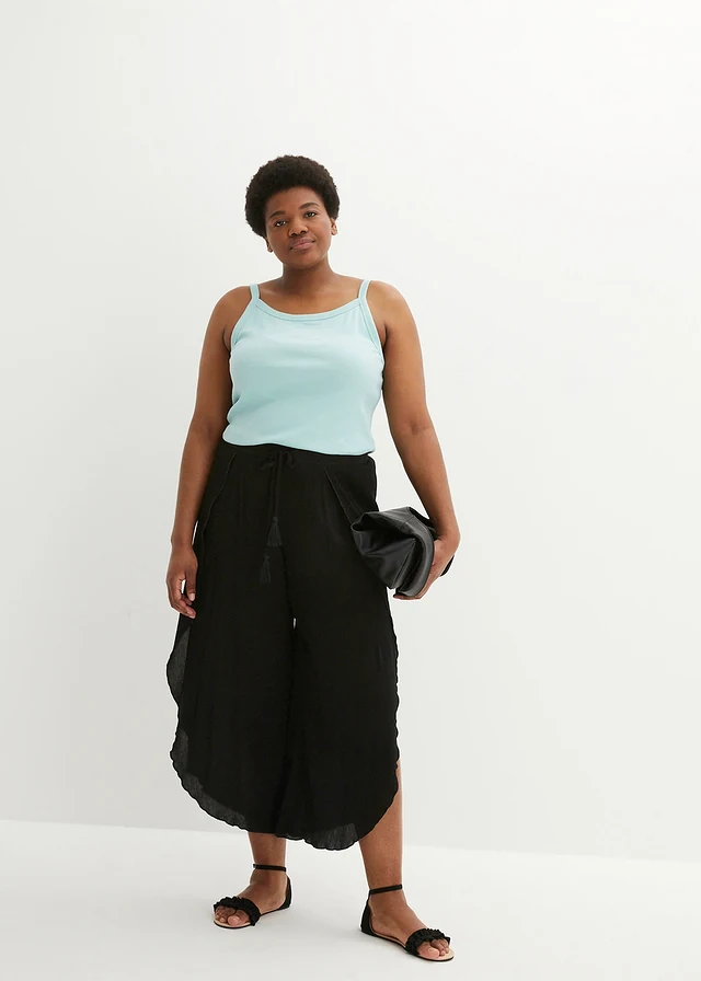 Pantalon effet froissé, Couleur: noir