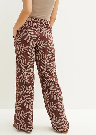 Pantalon palazzo imprimé, Couleur: marron/blanc imprimé