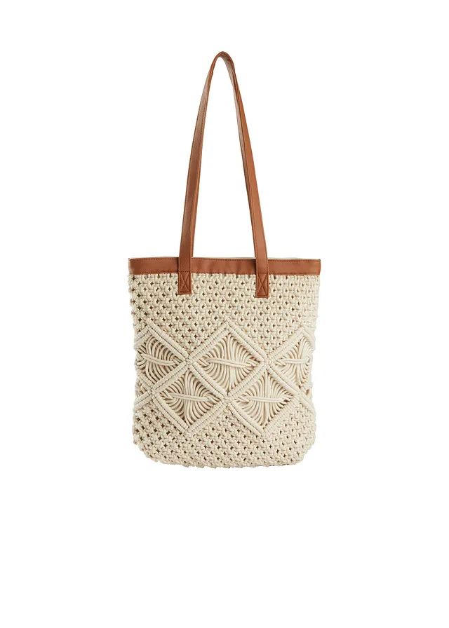 Geantă shopper din macrame • bej natur • magazin bonprix